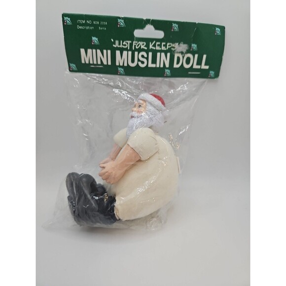 Other - Santa Claus Mini Muslin Doll Pin Cushion VINTAGE Sewing Holidays Christmas NEW